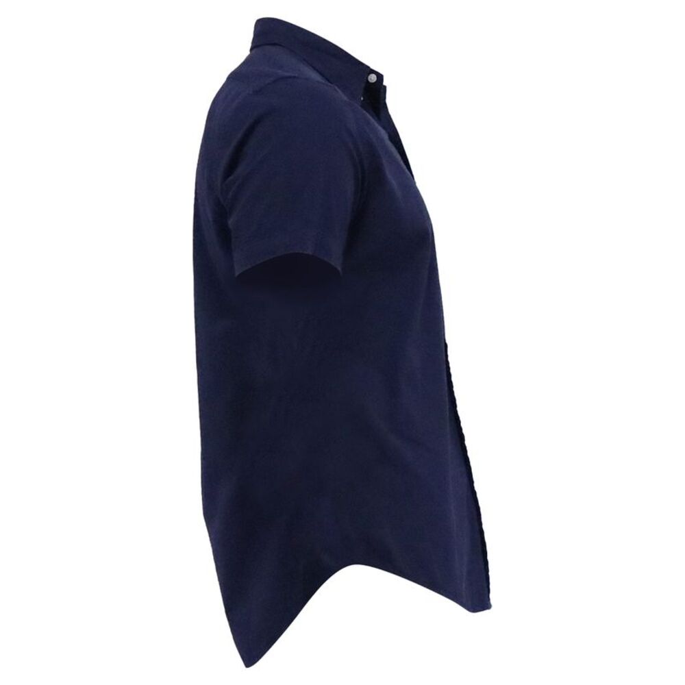 Ralph Lauren Pony-Embroidered Short Sleeve Shirt in Navy Blue Cotton - Picture 3 of 8